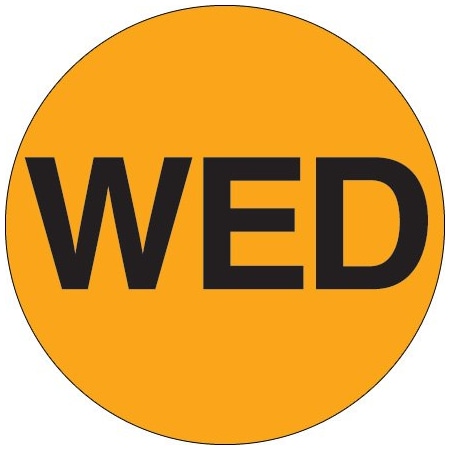 Bsc Preferred 2'' Circle - ''WED'' Fluorescent Orange Days of the Week Labels BUY00019851